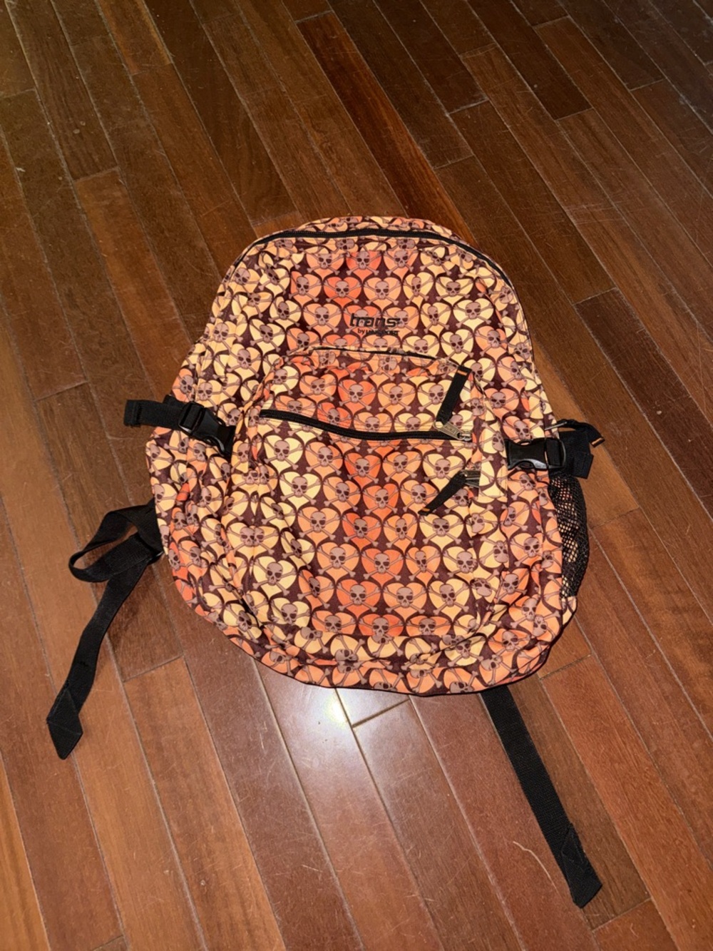 Jansport Orange and Yellow Skull Print Backpack - Picture 3 of 11